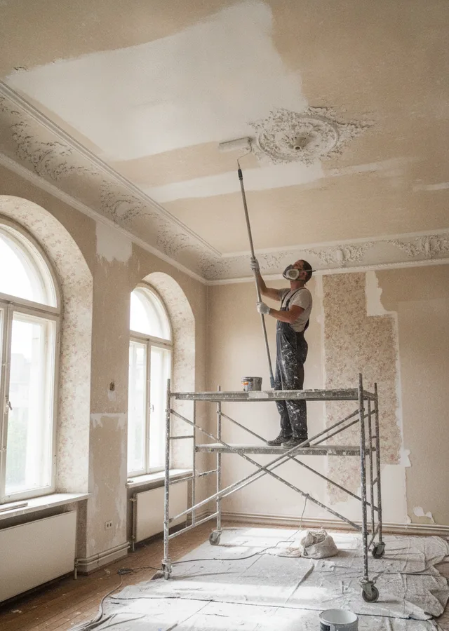 Peintre en bâtiment sur échafaudage à Béziers et dans ses alentours